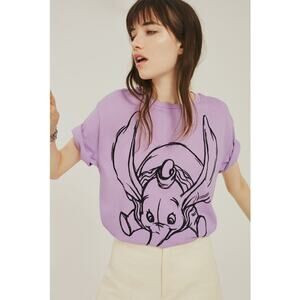 Zara Disney RARE Dumbo Timothy Q. Mouse Cotton T-Shirt Purple Size S